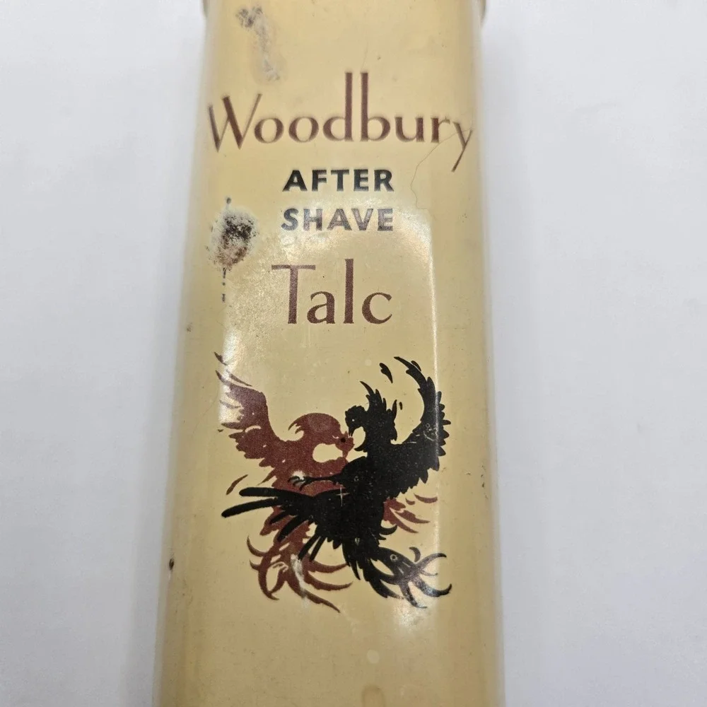 Vintage Woodbury After Shave Talc Tin 4 Oz Rooster 25c Advertising Can